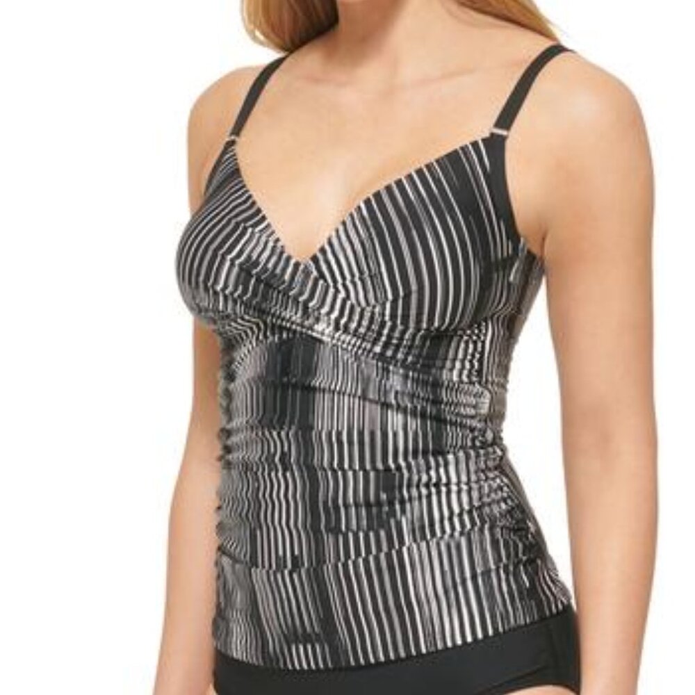 Calvin Klein Twist-Front Scoop-Back Tankini Swim Top - Picture 1 of 9